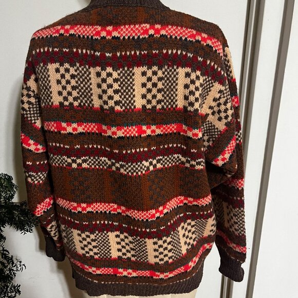 Vintage BENETTON Men's Shetland Fair Isle Wool Sweater Size Large - Picture 2 of 6